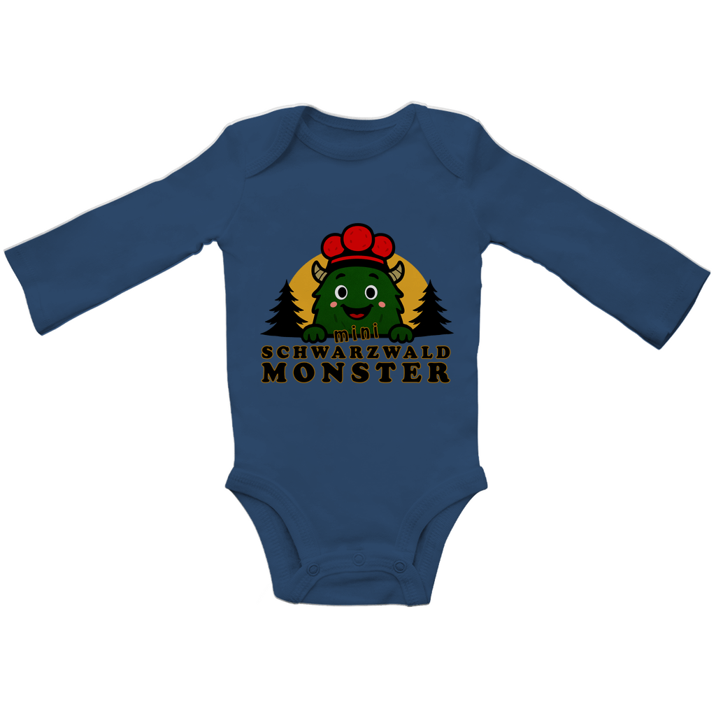 Schwarzwaldmonster Dunkelblau / 0/3 Monate Bio Baby-Body Langarm Schwarzwaldmonster Original