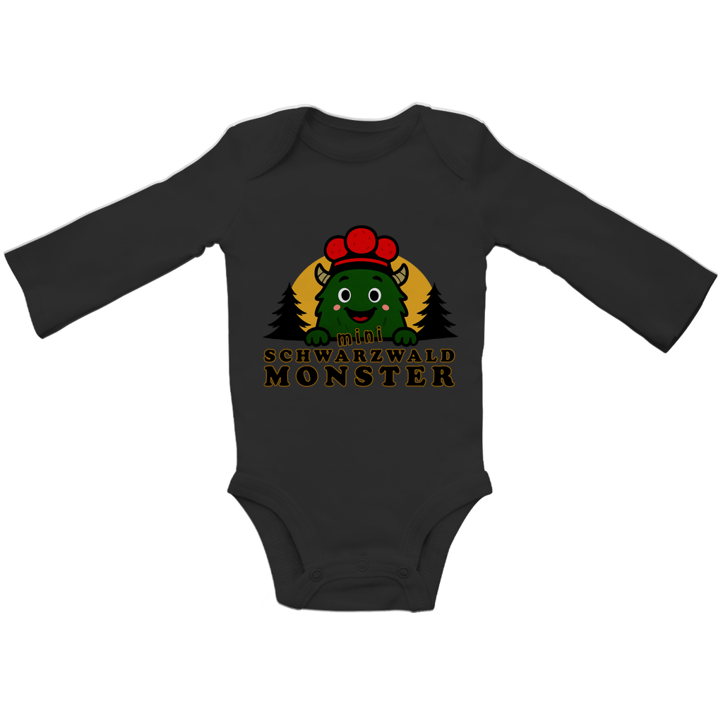 Schwarzwaldmonster Schwarz / 0/3 Monate Bio Baby-Body Langarm Schwarzwaldmonster Original