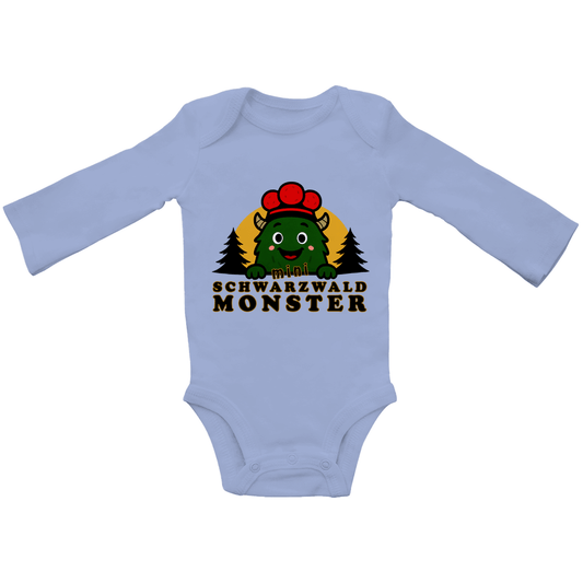 Schwarzwaldmonster Hellblau / 0/3 Monate Bio Baby-Body Langarm Schwarzwaldmonster Original