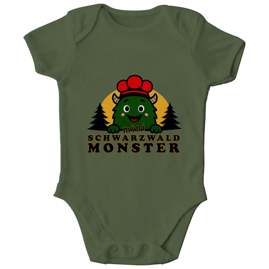 Schwarzwaldmonster Camouflage Grün / 0/3 Monate Bio Baby-Body Mini Schwarzwaldmonster
