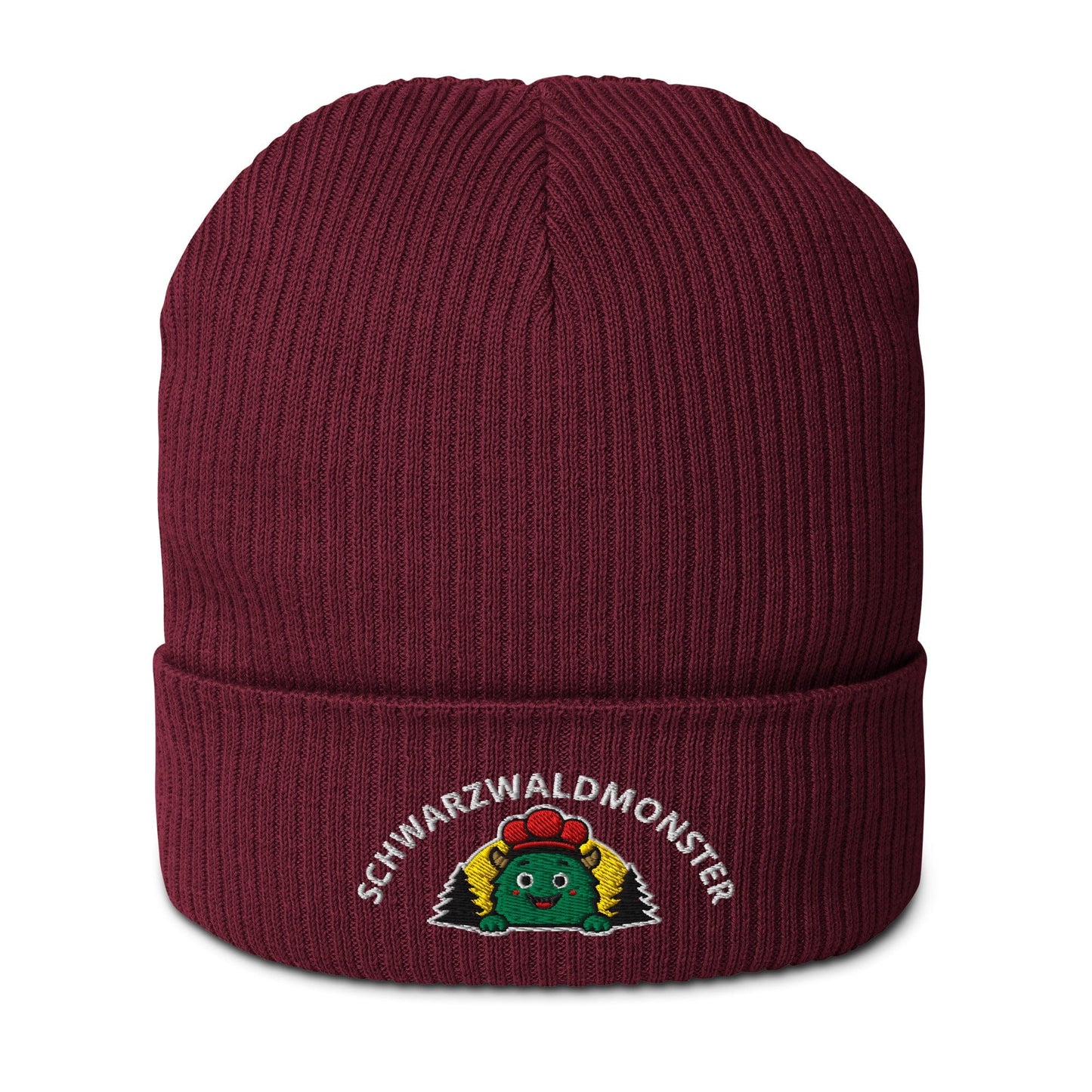 Schwarzwaldmonster Weinrot Premium Bio Beanie Mütze Schwarzwaldmonster Original